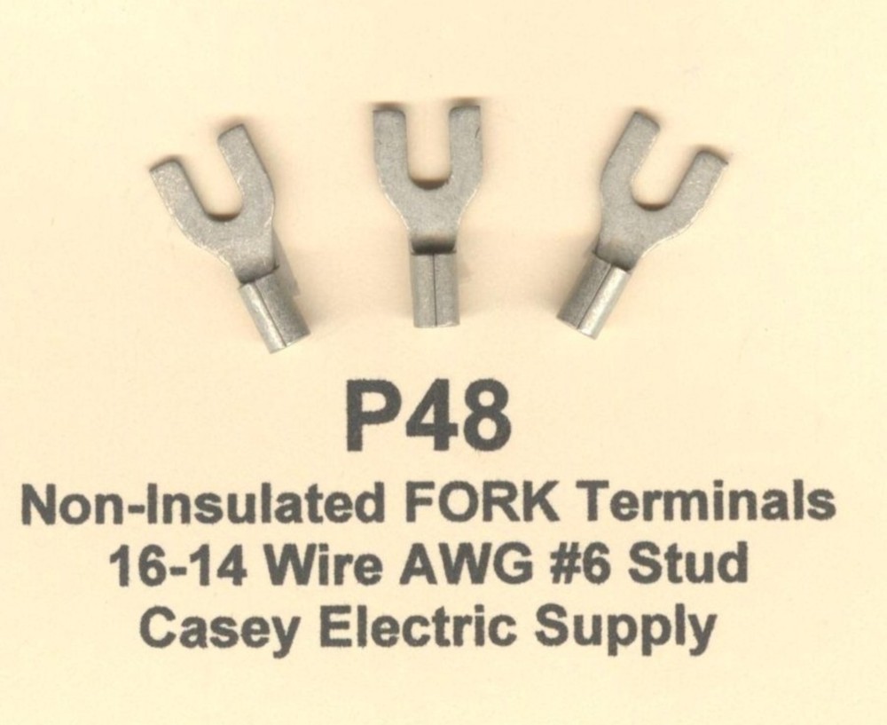 50 Non-Insulated FORK SPADE Terminal Connector #16-14 Wire Gauge AWG #6 Stud USA