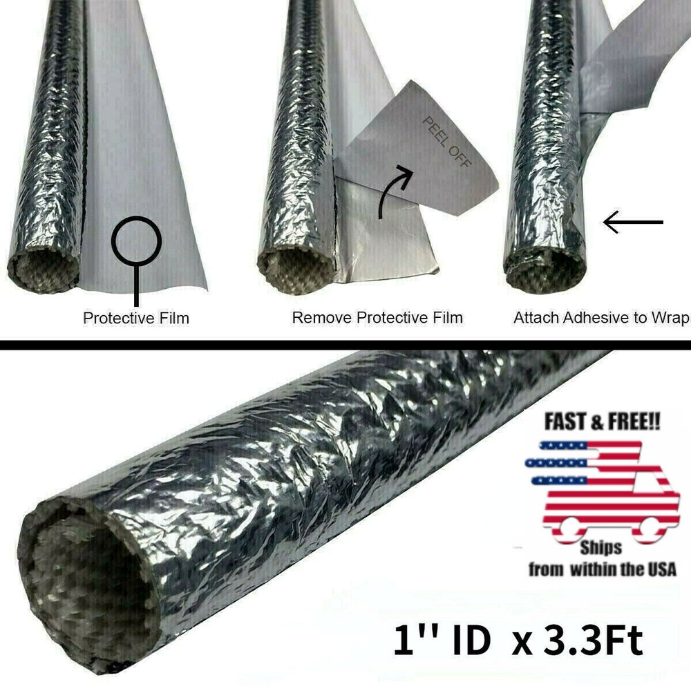 1″(25mm) ID Self-wrap Heat Shield Sleeve Thermal Reflective for Cable Hose 1M