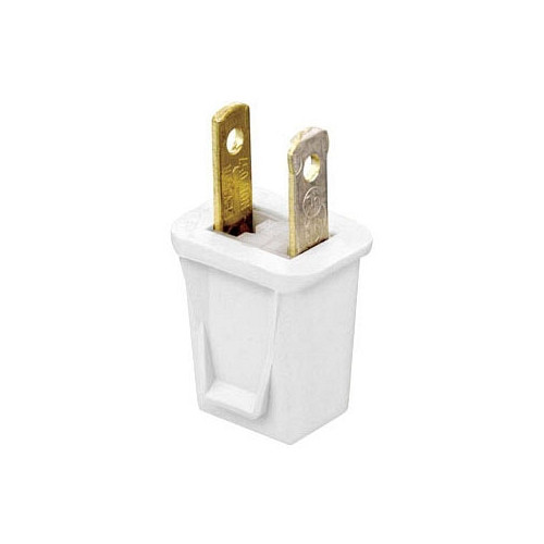 Leviton 123-PW, 125 VAC, 10 A, NEMA 1-15P, White, Straight Blade Plug, 1 pc