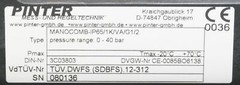 Pinter MANOCOMB-IP65/1K/VA/G1/2 M0102A-029-DAO 0-40 bar -unused/original packaging-
