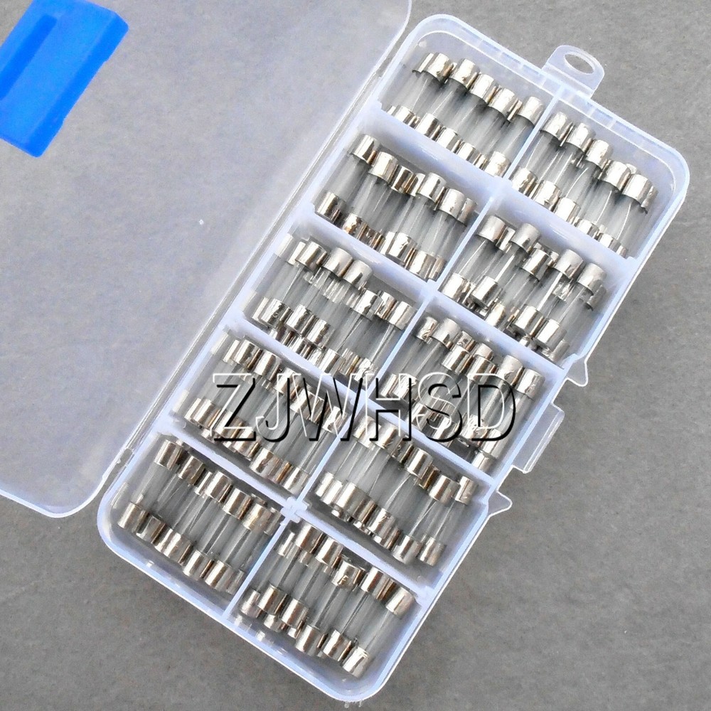 100pcs 5x20mm Quick Blow Glass Tube Fuse Assorted Kit 0.2” x 0.8” Fast-blow Set