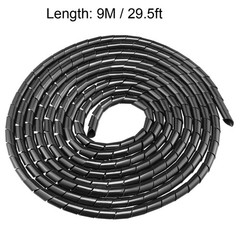 10mm Flexible Spiral Tube Cable Wire Wrap Computer Manage Cord 9M Length Black