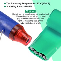 Battery Wrap, 150mm(6-inch) Flat 1.5m PVC Heat Shrink Tube Wraps Light Green