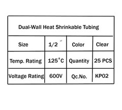 1/2″ 12.0mm ID X 4 Ft 3:1Ratio Clear Dual Wall Adhesive Lined Heat Shrink Tubing