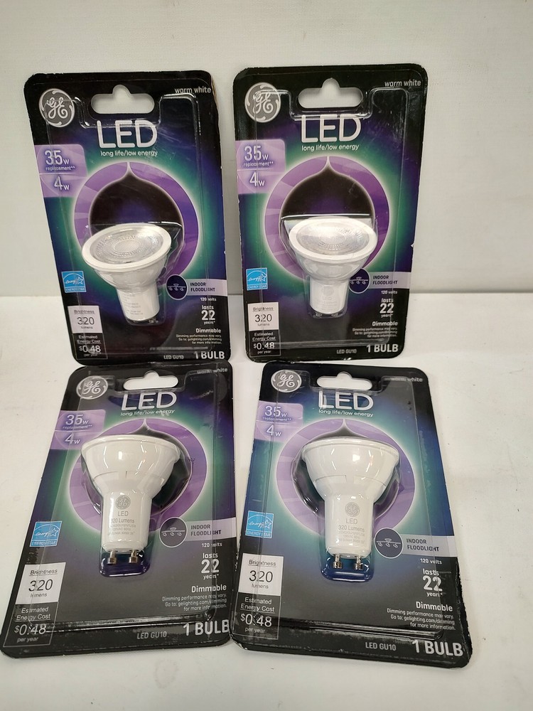 Lot of 4 LED Flood Light Bulb, Indoor, 320 Lumens, 4-Watts -93120701 LED GU10