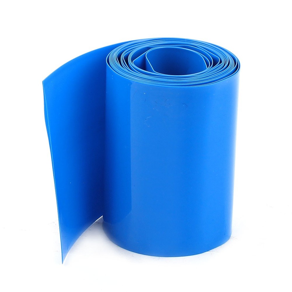 2Meter 64mm Width PVC Heat Shrink Wrap Tube Blue for AA Battery Pack