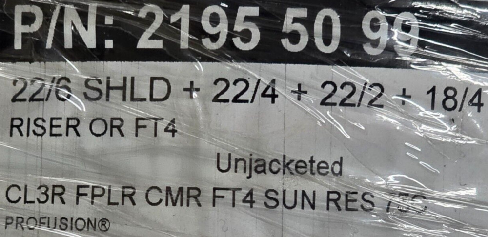 Genesis 2195 18/4C+22/3P+22/4C+22/2C Riser Access Control Cable CMR /50ft