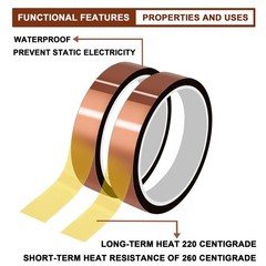 Kapton Polyimide Tape Heat Resistant Adhesive Insulation 3mm-100mm Wide 33M Long