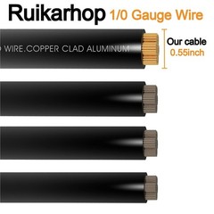 40FT 0 Gauge Wire Copper Clad Aluminum,1/0 Battery Cable,20pcs Lugs