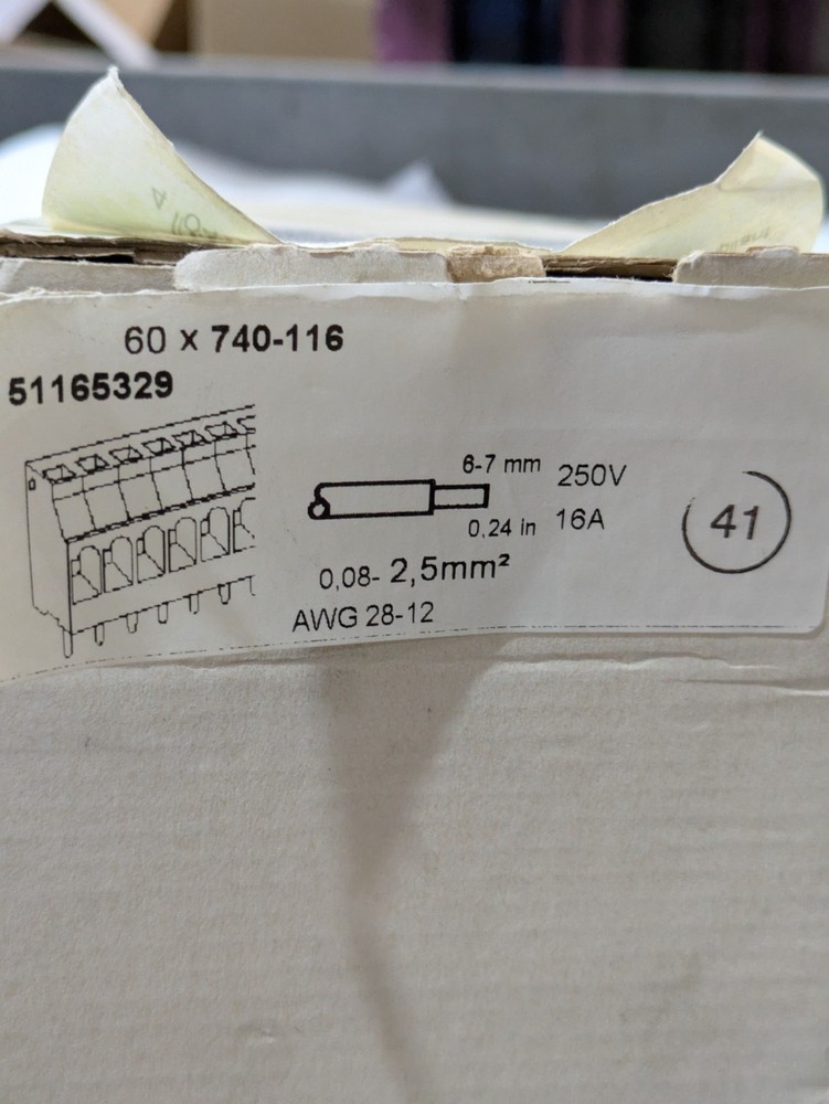 WAGO 740-116 300V 10A PCB TERMINAL BLOCK; 2.5 MM; PIN