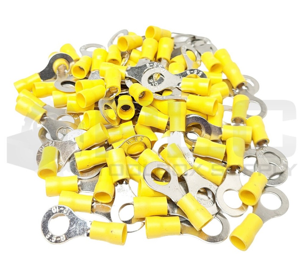 NEW LOT OF 72 12-10AWG CABLE CONNECTORS 1210Y PRE-INSULATED RING TERMINALS 5.5-8