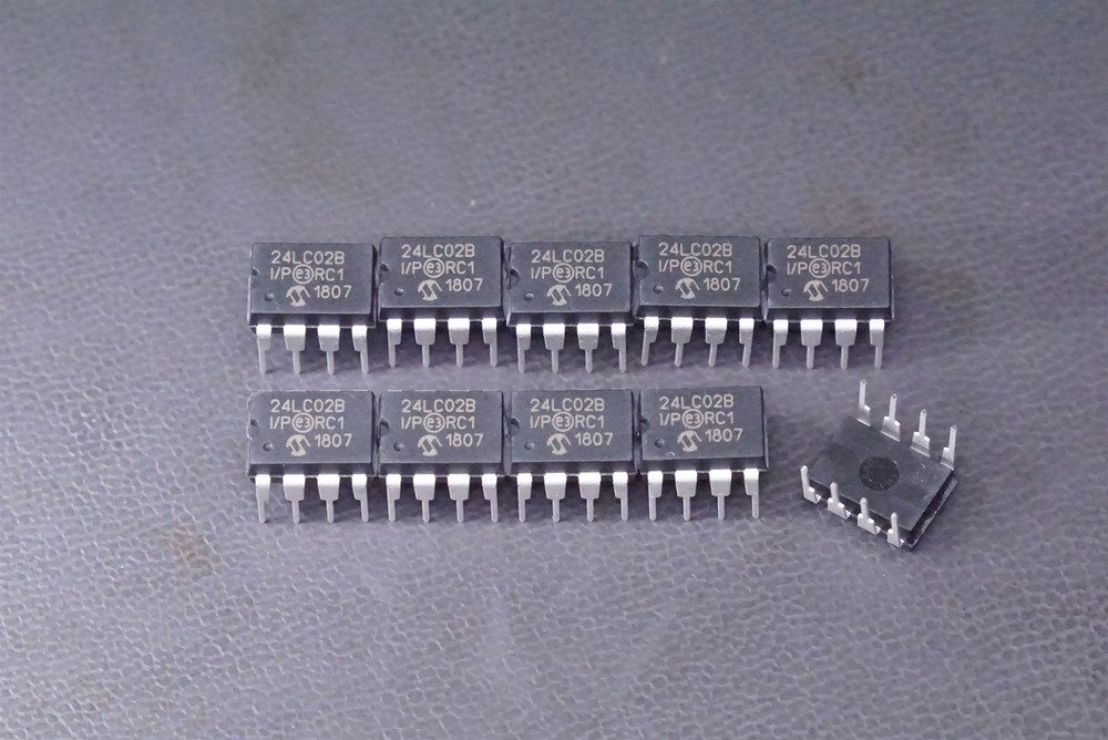 Lot of 10 x 24LC02B-I/P Microchip EPROM Memory 2Kb 900ns 5.5V 8-PDIP Thru Hole
