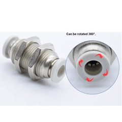 Pneumatic Bulkhead Connector Stainless Steel/Copper Nickel Plated Push Fitting