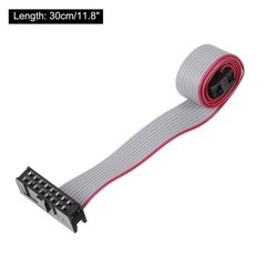 2pcs 2.54mm Pitch IDC 10 to 16 Pins Dual Female Flat Ribbon Cable 30cm Grey