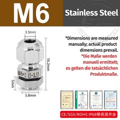 Cable Gland IP68 Waterproof Stainless Steel Compression M6-M100 PG7-PG63 G1/4-G3
