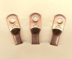 10 Bare Battery Big COPPER Ring Lug Terminal Connector #2 Wire Gauge 1/4″ Stud