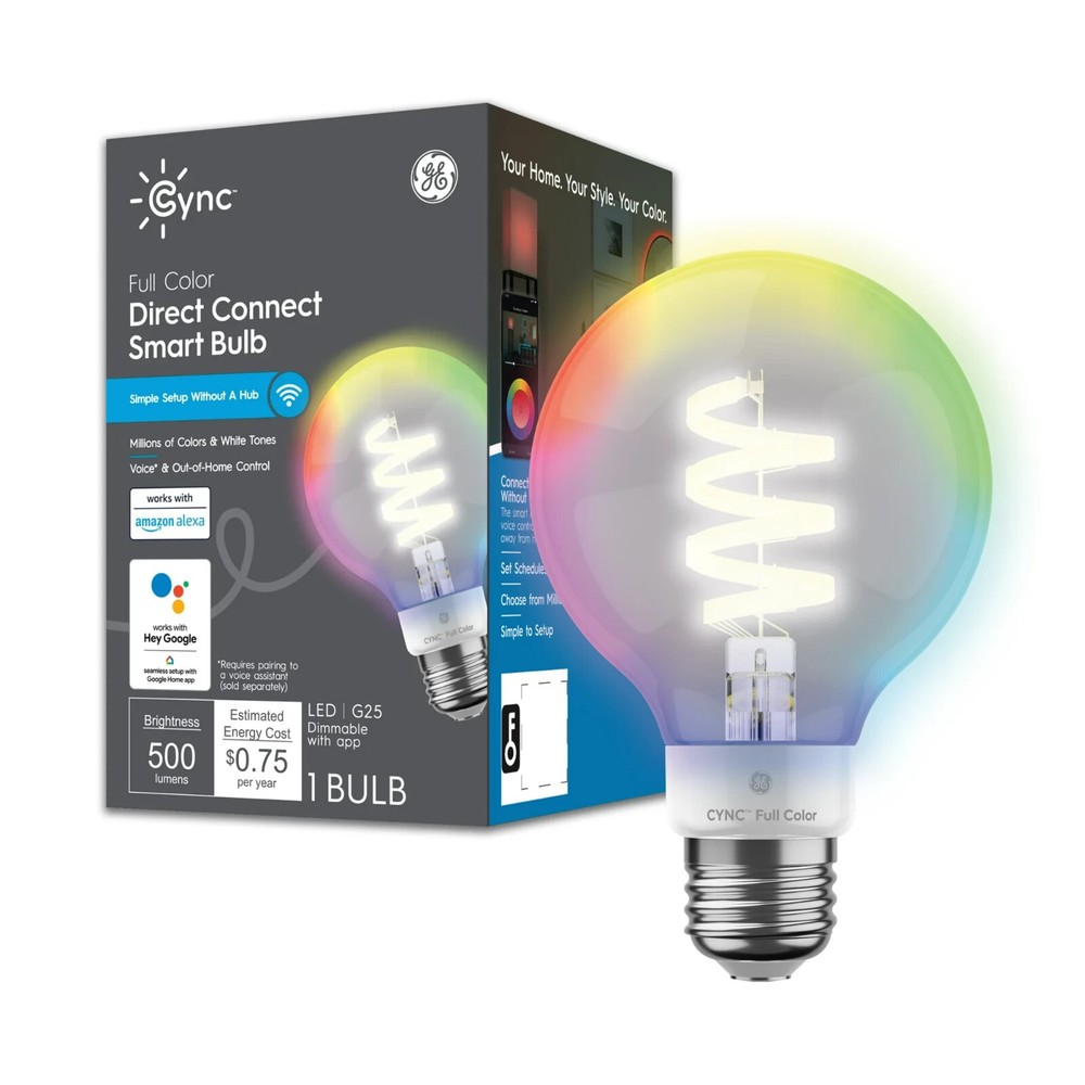 GE CYNC Smart G25 LED Globe Light Bulb Full Color Changing E26 Base