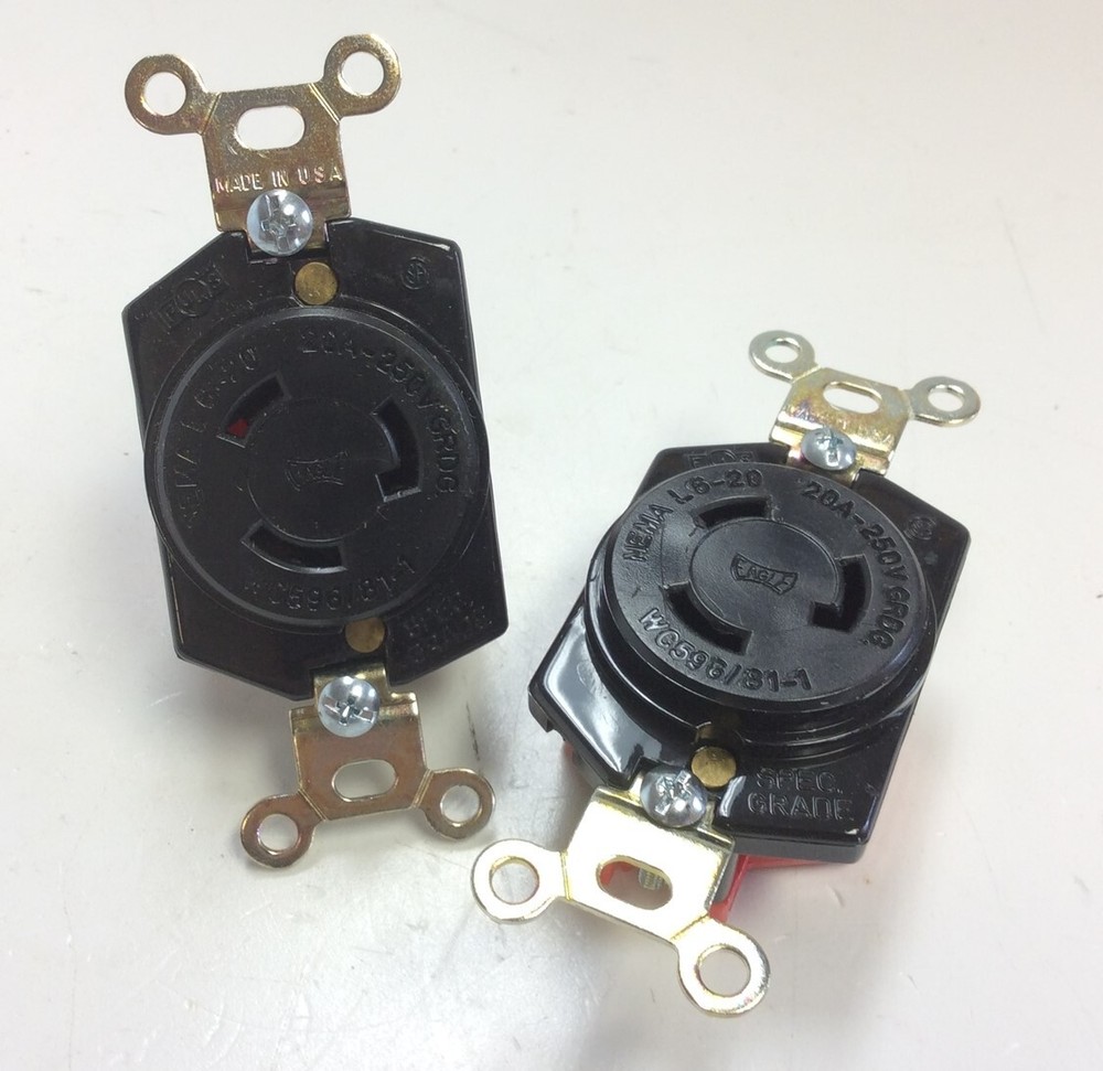 New Lot of 2 Eagle WC596/81-1 Twist Lock Receptacle NEMA L6-20 20A 250V 2P 3W UL