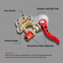 2PCS Car Battery Terminal Connectors, 4 Way Quick Release Positive Negative Top