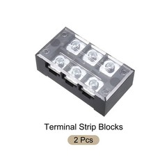 2x 3 Positions Dual Rows 600V 45A Terminal Strip Blocks Barrier Screws w Cover