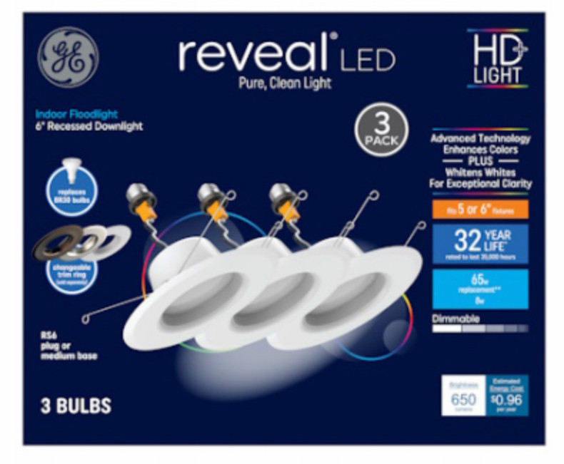GE Reveal White Color-enhancing Dimmable LED Damp rated Recessed Downlight 3Pack