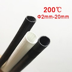 Silicon Fiber Glass Insulated Tube Braided High Temperature Sleeving 200℃ Black