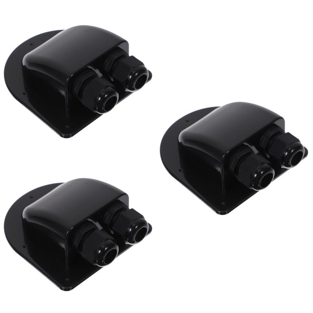 3 Count Waterproof Cable Gland Solar Double Entry Black Dual Hole