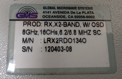 GMS Global Microwave Systems LML2RHK13AG Receiver + Monitor RX LM 8Ch 6.2/8.5MHz