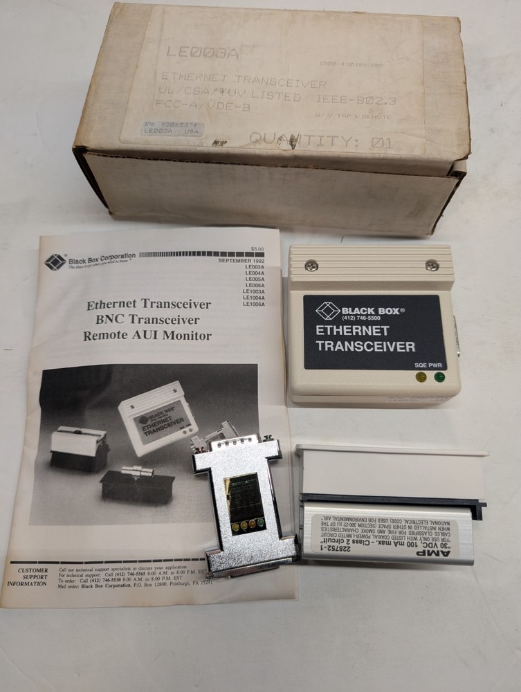 Black Box LE003A Ethernet Transceiver Kit w/ V-Tap & Remote AMP USA