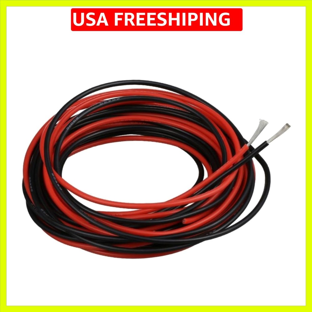 20 Gauge Silicone Wire red and Black Each 10ft Flexible 20 AWG Stranded Tinne…