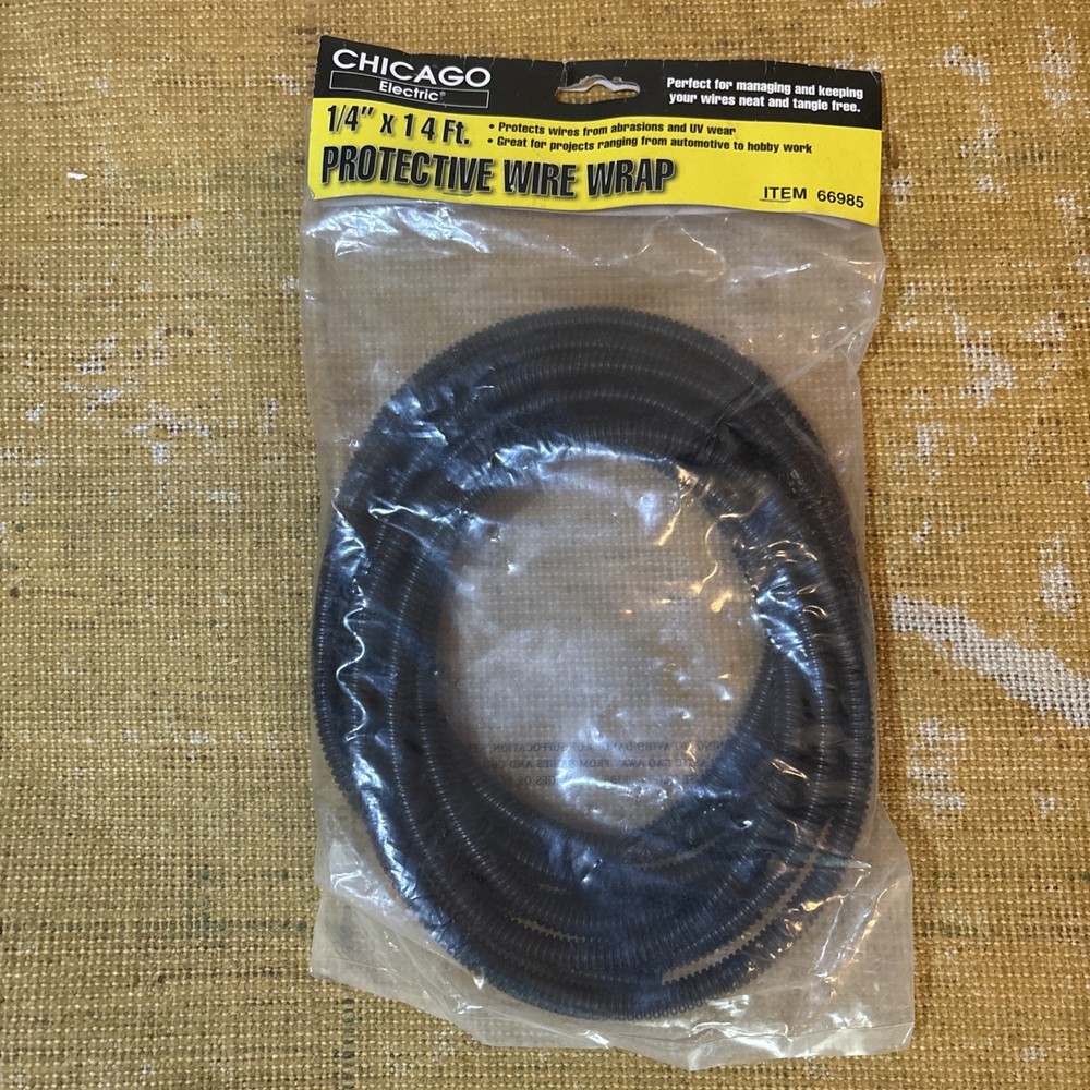 1/4″ diameter X 14 ft PROTECTIVE COIL Black Loom Plastic Split cable cord wrap