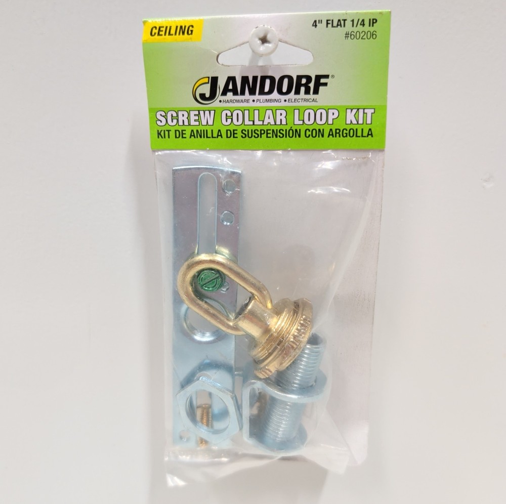 Jandorf 60206 Screw Collar Loop Kit Brass Finish 1/4 IP Light Fixture New