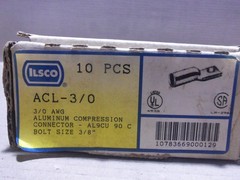 Ilsco ACL-3/0 Box of 10 Compression Lug 3/0 AWG Bolt Size 3/8″ AK