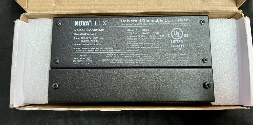 NovaFlex 60W Universal Dimmable LED Driver NF-PS-UNV-60W-24V Class 2
