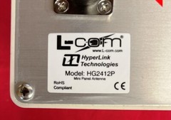 L-COM HYPERLINK TECHNOLOGIES MINI PANEL HG2412P 2.4-2.5GHZ 1.5VSWR