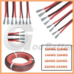 Flexible Silicone Cable Wire 10/12/14/16/18/20/22/24AWG Red Black High Resistant