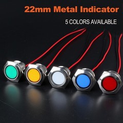 2PCS 22mm Metal Waterproof IP67 LED Indicator Light Indicator Light Red LED 7/8