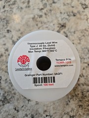 TEMPCO TCWR-1013 Thermocouple Wire,J,24AWG,Brn,100ft 3AGF1