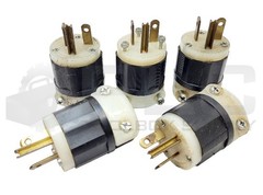 LOT OF 5 LEVITON 5366-C INDUSTRIAL ELECTRICAL PLUG 20 AMP 125V, BLACK/WHITE