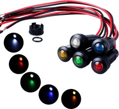 8mm LED Indicator Light Plastic Black Signal Dot Lamp 12V 24V /16 Mounting