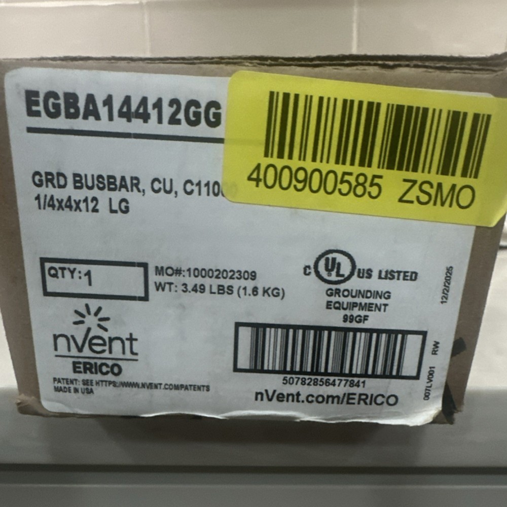 nVent ERICO ESBA14412GG Copper Ground Busbar 1/4” x 4” x 12” C110 14 Hole NEW