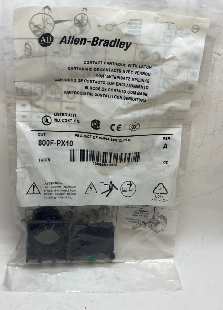 ALLEN-BRADLEY 800F-PX10 Contact Cartridge w/ Latch – Series A – Prepaid Shipping