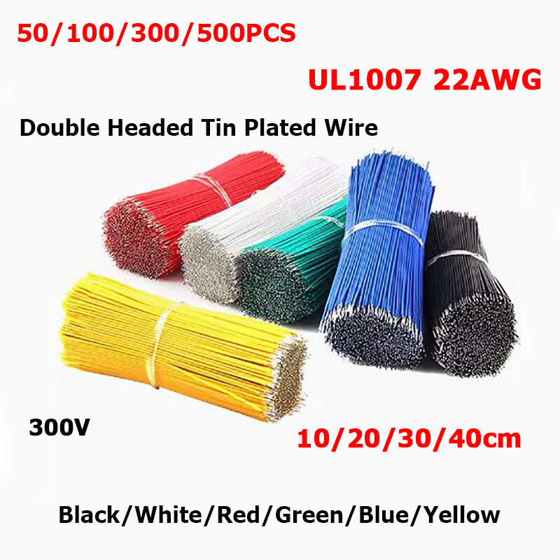 22AWG 10/20/30/40cm Electronic Wire Double Head Tinned PCB Jumper Cable-6 Colors