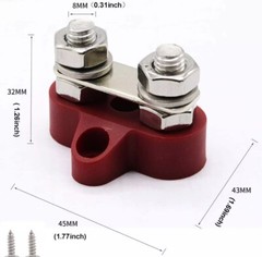 2pc Battery Terminal Block M8 Positive Negative Post Connector Set Kit DC