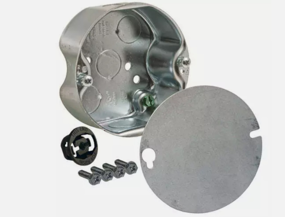 5 Pack Hubbell Raco No. 296 Ceiling Fan Box 4″ Round 1-1/2″ Deep Side KO’s