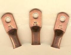 10 Bare Battery BIG COPPER LUG Ring Terminal Connectors #4 Wire Gauge #10 Stud