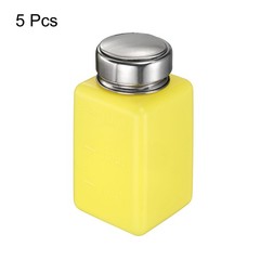 5pcs Solvent Alcohol Dispenser 180ml Push Down Nail Polish Remover Bottle Yellow