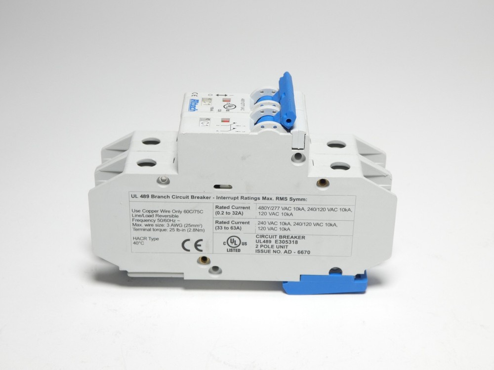 Altech 2CU15L Miniature Circuit Breaker 15A 480Y/277 VAC 2P MCB