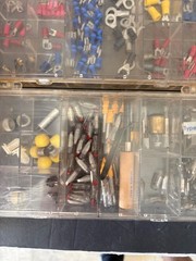 HUGE lot (8) plastic organizer boxes filled with electrical components clip fuse