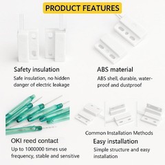 5PCS Recessed Wired Window Gate Contact Sensor Alarm Magnetic Color: White NC